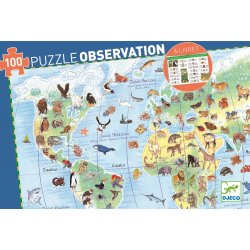 Puzzle observación animales mundo 100 piezas Djeco