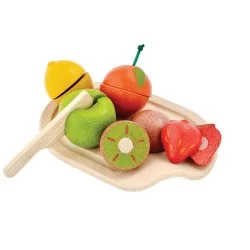 frutas de madera con velcro para cortar plantoys