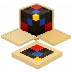 Cubo de Trinomio de madera pedagogía Montessori