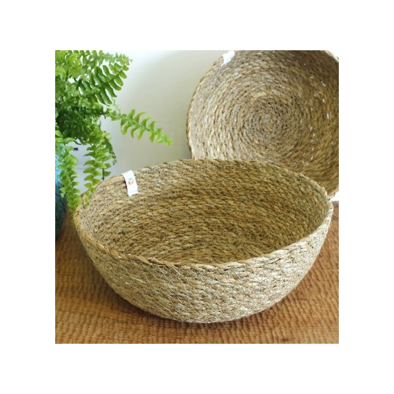 cesta artesanal de yute y algas marinas de Respiin