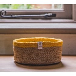 Cesta artesanal de Jute con franja amarilla J3589 Respiin 2