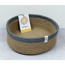 Cistella artesanal mitjana de jute natural franja gris J3590 Respiin 2