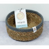 Cesta artesanal pequeña de algas natural franja gris