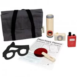 Set de detective con objetos de madera
