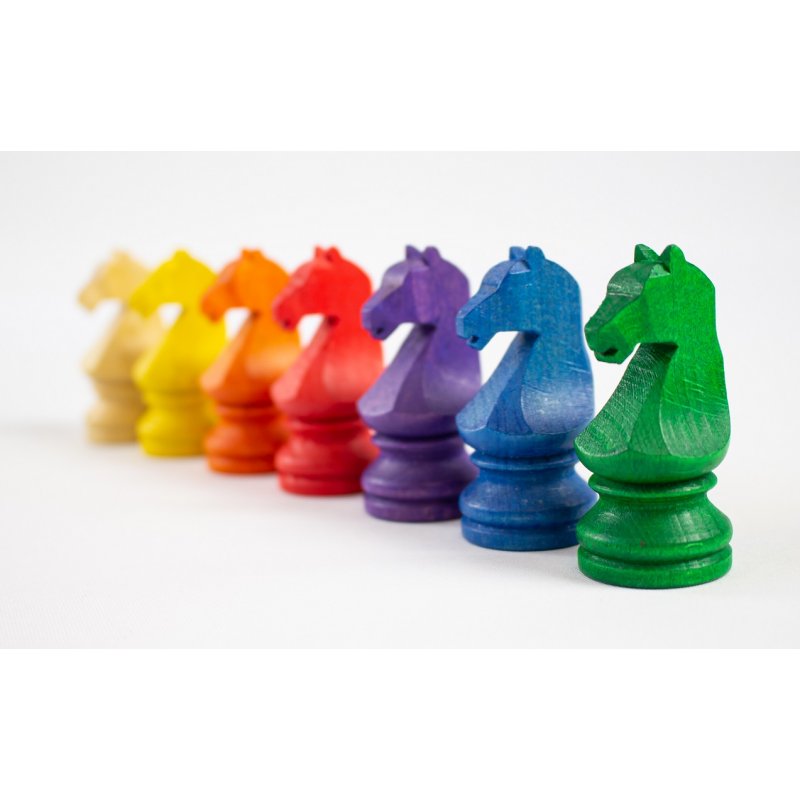 7 cavalls d'escacs de colors per a nens