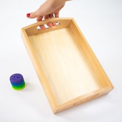 Bandeja de madera para contener materiales