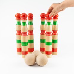 Juego de bolos de madera