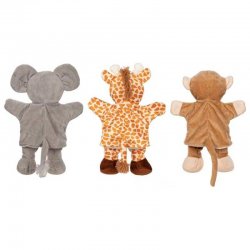 Marionetas de mano mono, jirafa y elefante J4803 Goki 2
