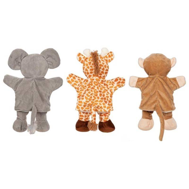 Marionetas de mano mono, jirafa y elefante