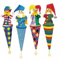 4 Marionetas de payaso en forma de cucurucho. Marca Goki.