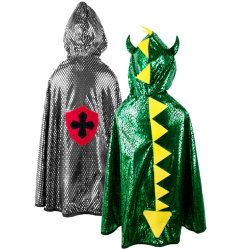Capa reversible dragón y caballero/a