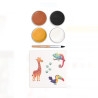 Contenido del Kit de Maquillaje Tigre Namaki – 4 colores, 1 pincel y 1 tabla de tatuajes efímeros