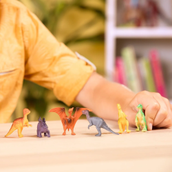 Bote con asa del set de 60 Dinosaurios Terra Battat – fácil de transportar y almacenar