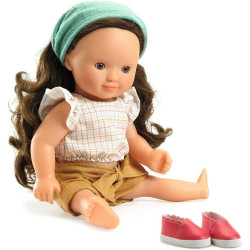 Nina Lovely Joséphine Pomea Djeco – nina de 32 cm amb cabell castany llarg i ondulat que es manté dempeus a partir de 3 anys