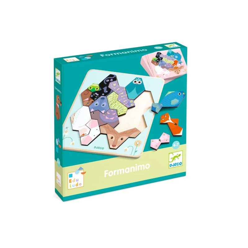 Formanimo Djeco – joc educatiu de geometria amb 20 reptes progressius de siluetes d'animals a partir de 4 anys