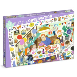 Puzzle Observació Festa d'Aniversari Djeco – puzzle 2 en 1 de 54 peces amb repte d'observació a partir de 4 anys