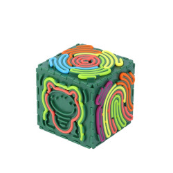 Cub sensorial amb varetes de silicona de colors encaixades a cada cara