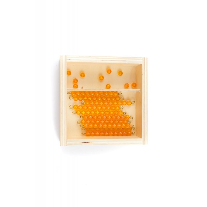 Caja de perlas doradas Montessori (9 unidades-9 decenas)