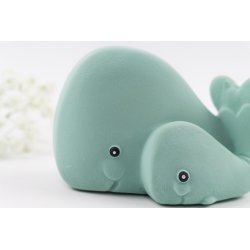 Mordedor ecológico para bebés en forma de ballena Ballena. Caucho 100% natural