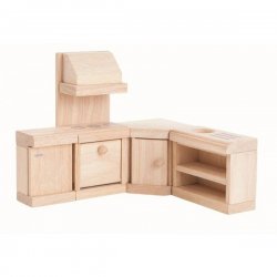 Muebles de madera para cocina de casa de muñecas