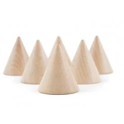 6 conos de madera natural marca Grapat