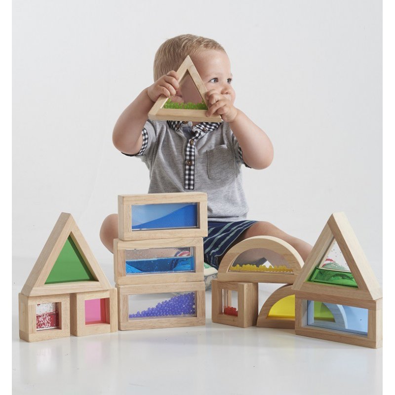 Bloques sensoriales de madera para niños