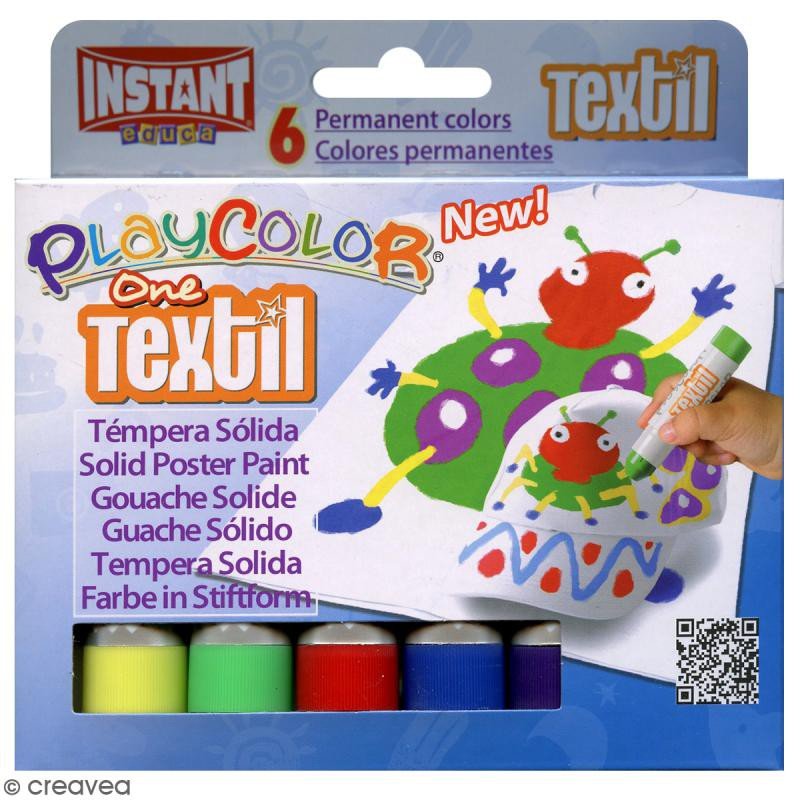 Tempera solida per tessuti x 6 Playcolor