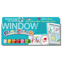 Playcolor Window 12 colores de témpera sólida para niños. Ventanas, esepjos, baldosas,...